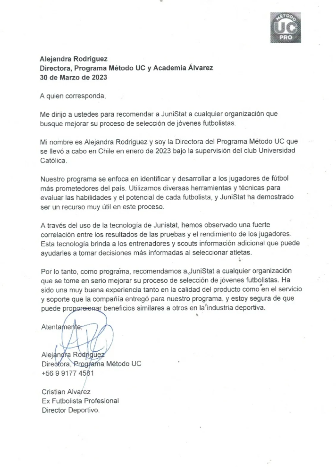 Recommend letter